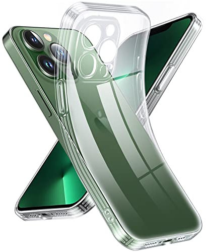 Supdeal Custodia Trasparente per iPhone 13 Pro, Mai Gialla con Protezione Fotocamera, Cover Case in Silicone Trasparente Ultra Sottile e Leggera, 6,1, Trasparente