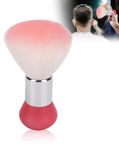 Neck Duster Brush, Large Hair Cutting Neck Duster Brush, Soft Face Cleaning Hairbrush, Hair Sweep Brush Hairdressing Broken Hair Cleaning Sweeping Brush for Barber Shop (Pink)
