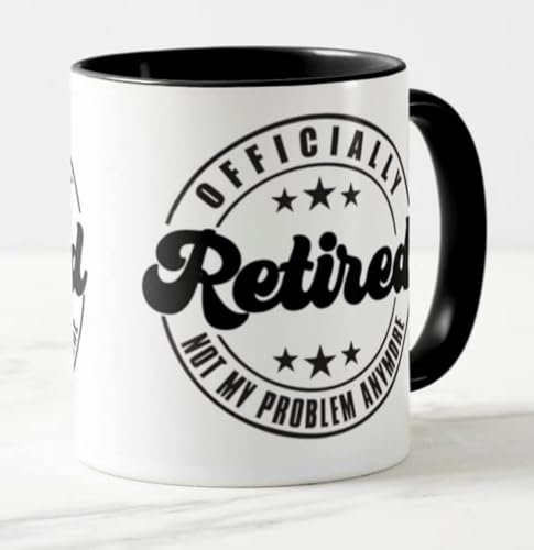 Vixar I'm Retired Officialy Not My Problem Anymore Retirement Joke Novelty Coloured Mug Cup Gift Birthday Work Office Christmas Tea Coffee (Black)