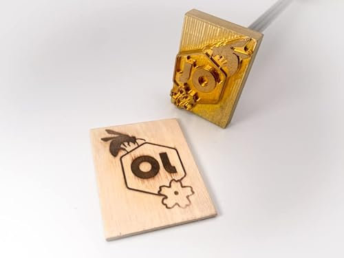 Dein Brandstempel elektrischer Initialen im Motiv Biene mit Blume für Holz, Leder, Pappe - personalisiertes Brandeisen für Imker, individueller Brennstempel für Bienenbeuten in 40 x 60 mm