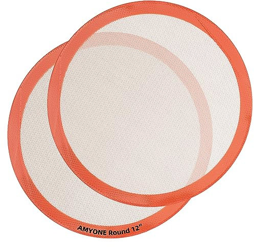 Runde Silikon-Backmatten für 30,5 cm große Pizza-Pfanne, 30,5 cm große Pizzamatte oder Teig/Kuchenmatte, runde Auskleidung zum Rollen/XL-Luftfritteuse/Kühlgitter/Mikrowelle, lebensmittelecht,
