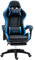 Vinsetto Gaming Chair Chaise de Bureau Chaise d'ordinateur avec Coussin Lombaire, Appui-tête, Fauteuil Gaming, Chaise de Bureau réglable en Hauteur avec Repose-Pieds, Similicuir, Noir+Bleu