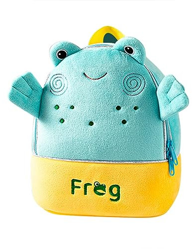 Uposao Kinder Rucksack Niedlich Tier 3D PlüSch Rucksack Mini Karikatur Kindergarten Tasche für Kinder Jungen Mädchen Kleinkind 1-6 Alter(Frosch)