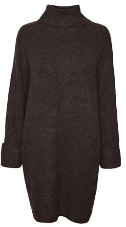 VERO MODA Vmjupiter Ls Robe Courte à col Rond BF, Gâteau Chocolat/détail : W. Melange, S Femme