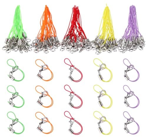 GORGECRAFT 100Pcs 5 Colors Phone Lanyard Lobster Clasp Mobile Ring Straps Hand Wrist Strap Multi-Functional Phone Charm String Lariat Lanyards for Cellphone Keyring Trinkets USB Flash Drives