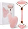 Gua Sha & Rosenquarz Gesichtsroller 100% Natürlich - Anti-Falten, straffend und tonisierend für die Haut | Natürliche Massage-Tools für Verjüngung und Entspannung (Rosenquarz)