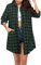 Hotouch Damen Karierte Bluse Langarm Casual Karohemd V-Ausschnitt Knopfleiste Kariertes Hemd Plaid Hemdbluse Long Tunika Oberteile Trachtenbluse Grün L