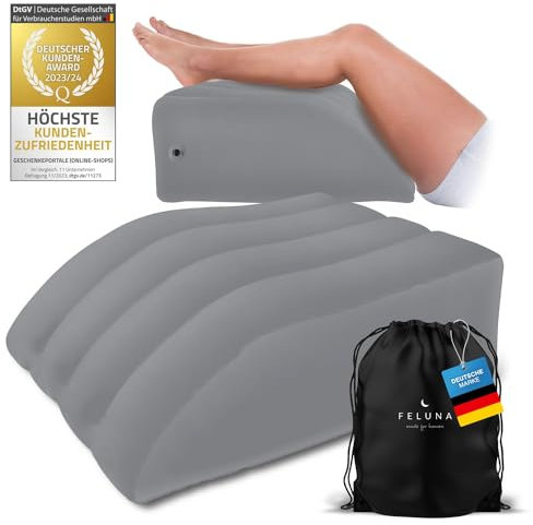 Ergonomisches Keilkissen zum Schlafen, Aufblasbares Orthopädisches Beinhochlagerung zur Linderung von Bein- und Rückenschmerzen, Beinstützkissen für Knie, Fuß und Knöchel nach Operationen (Grau)