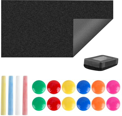XCRPRT Lámina autoadhesiva para pizarra negra, 45 x 100 cm, pizarra de pared, borrable, lámina de tiza autoadhesiva, con tiza, 6 imanes, cepillo, para niños, cocina, oficina