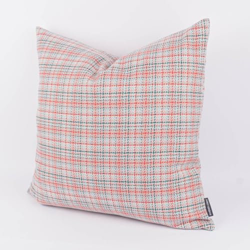 SCHÖNER LEBEN. Kissenhülle Victoria Karo Struktur rosa türkis hellblau in versch. Größen, Größe:70x70cm (HxB)