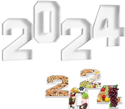 2024 Papp-Buchstaben zum Befüllen aus Karton – nummerierte Tabletts aus Karton für Aufschnittbretter, Partyzubehör für Absolventen, 4-teiliges Set