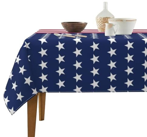 Defresit 4th of July USA Patriotic Tablecloth for Independence Day Decorations - American Flag Patriotic Party Tablecloth Plastic Cover BBQS - Veterans Day Decor (137 x 274cm)