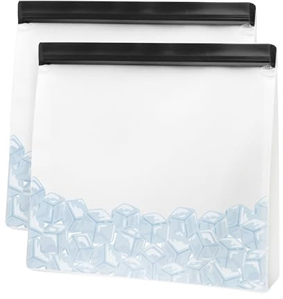 OGGI Reusable Ice Storage Bags - Set of 2, 11x10x2.5 - Ideal Reusable Ice Bag Set, Freezer Bags, Storage Bags, Snack Bag for Travel - Durable, Food-Grade BPA-Free