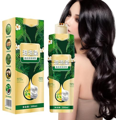 Champú Para Tinte De Pelo, 200ml Con Burbujas Vegetales, Semi-Permanente Para Canas, Cabello Rápido Natural Orgánico Para Hombres Y Mujeres