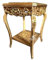 Goldener Quadratischer Beistelltisch im Französischen Barock Rokoko Stil, Handgefertigter Beistelltisch aus Holz mit Kamelfarbener Marmorplatte, Goldener Couchtisch, Teetisch als Wohndekoration