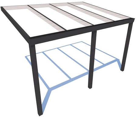 Schweng Terrassenüberdachung S400 in Anthrazit mit Polycarbonat in klar oder milchig, 406 x 305 cm