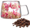 Qumiuu Taza transparente con flores, taza de café con flores, taza de café de 200 ml, tazas de café de primavera, taza de flores creativas con asa, tazas de café únicas de vidrio para té, jugos,