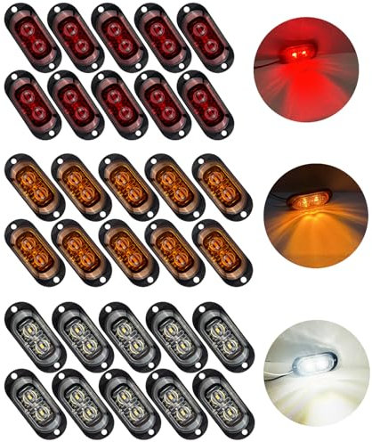 Krtopo 30X Seitenmarkierungsleuchte 12/24V Anhänger Ecke Seitenleuchte Licht für LKW Wohnwagen (Rot+Gelb+Weiß)
