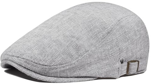 PivotWing Schiebermütze Herren Cap Herren Leicht Atmungsaktiv Schirmmütze Weich Leinen Baskenmütze Weich Netzgewebe Flatcap Verstellbar Sommermütze Outdoor Hellgrau One Size