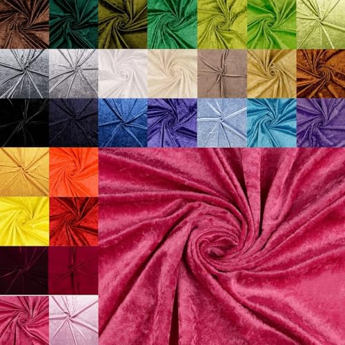 Pannesamt Meterware - Panné Samt Stoff - Dekostoff, Knit Velour Polyester - Samtstoff glänzend - Velour glänzend *Ab 50cm x 147cm, Farbe: 022 pink