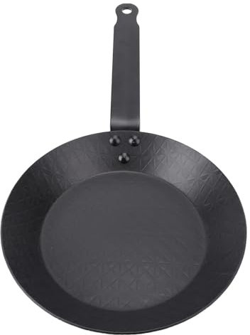 Aramox Poêle à Frire en Acier au Carbone, Chauffage Uniforme, Facile à Nettoyer, Poêle à Omelette Antiadhésive, Poêle à Steak pour Cuisinière à (Pouces 121 Trous de Sortie)