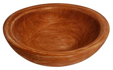 RUIRUICO Wooden Decorative Bowl, Farmhouse Centerpiece (Mahogany) | rustic home decor, farmhouse decor, wood dough bowl