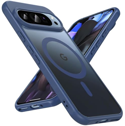 Verco Schutzhülle für Google Pixel 9 Hülle, Magnetisch für Pixel 9 Handyhülle Matt Stoßfest kompatibel mit QI Wireless Laden Zubehör Dünn Case Cover, Blau