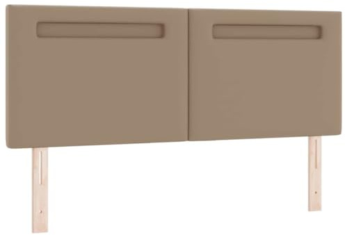 vidaXL Headboard with LED Strip Lights Manual Cappuccino 160 cm PVC, Sleek Bedroom Headboard, Rectangular, Height-Adjustable, Durable, LED Wall-Mounted Design, Modern Home Furnishings, Versatile