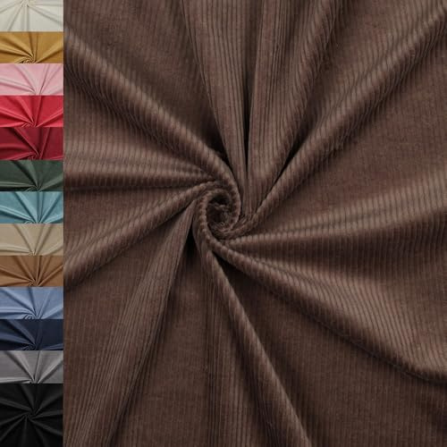 MAGAM-Stoffe Leoni Stretch Breitcord Cordstoff Bekleidung Möbel Meterware 50cm (10. Dunkelbraun)