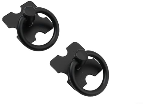 Jotekonoby Vintage Metal Cabinet Handles with Square Back Plate, Antique Alloy Drawer Knobs and Pull Ring Pulls for Wooden Cabinets, Drawers, Chests and Furniture(2pc Black)