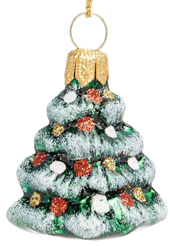 SIKORA Mini Weihnachtsbaum besondere Weihnachtskugel Glas Weihnachtsmann Christbaumschmuck Deko Figur Weihnachten Anhänger Ornament - Premium Line - BS830M