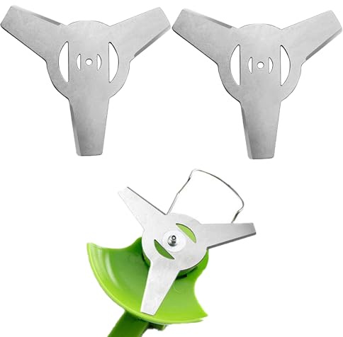 SEABABOO 2 Pièces Lames de Coupe-Bordures en Métal, ø 5 mm Lame Débroussailleuse, Lame de Rechange pour Tondeuse à Gazon à 3 Dents, Accessoires de Lame de Rechange, Largeur de Coupe 120 mm