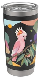 Rosa Kakadu – Tropisches Vogel Design Doppelwandiger Edelstahl-Thermobecher