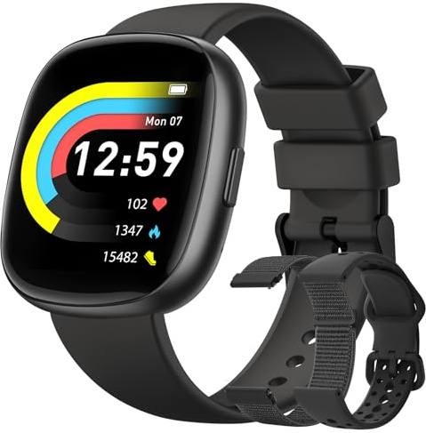 Smartwatch da donna e da uomo, compatibile con Android e iOS, grigio scuro