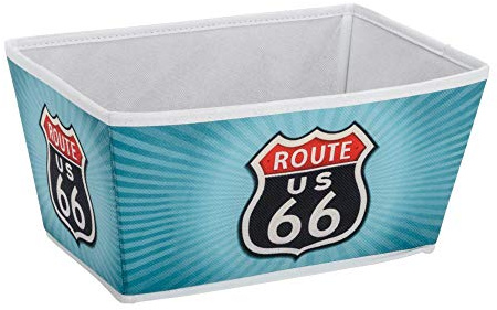 WENKO 21611100 Aufbewahrungskorb Vintage Route 66 Größe M, Badkorb, Polypropylen-Faserstoff, 29,5 x 14,5 x 22,5 cm, Mehrfarbig