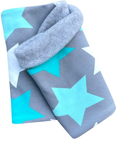 Wollhuhn Mädchen/Damen/Jungen Warmer Schlupfschal/Halstuch Innen Fleece Gefüttert Viele Motive Winter Übergangszeiten (Big Stars Grau/Mint)