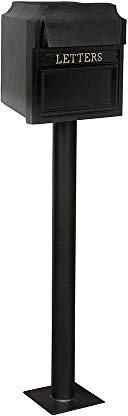 Black And Gold Farringdon Freestanding Post Box & Column - With Rear Locking Door