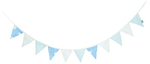roba Wimpelkette 'Kleine Wolke blau', 12 Wimpel (2 m), Länge Kette 3 m, Baby- & Kinderzimmer Deko