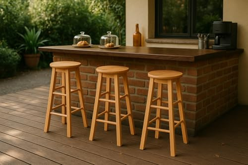 Nature LOUNGE Barhocker/Holzhocker aus Kautschukholz - Barstuhl in naturfarben 32x32x60 cm – Wetterfestes und Outdoorfähiges Qualitätsprodukt