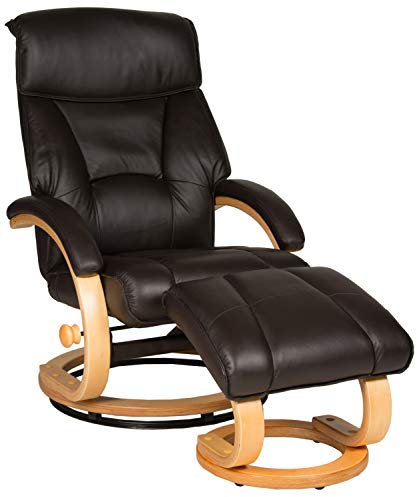 Duo Collection Relax Sessel mit Hocker, Softleder/ Kunstleder, Dunkelbraun, 80 x 67 x 59.5 cm