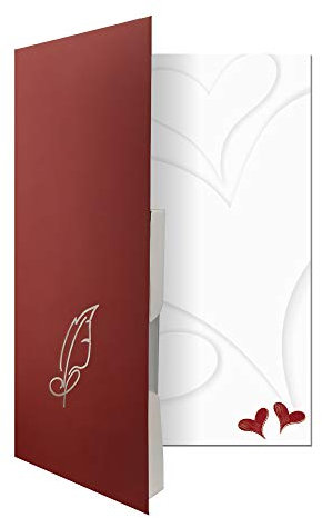 Briefpapiermappe Herzlich rot BM366 – 20 Blatt Designpapier DIN A4, 15 Umschläge DIN B6, – Hochwertiges Motivpapier Hochzeit, Verlobung, Brief, Jubiläum, Liebesbrief, Herz – Druckerpapier 90 g/m²