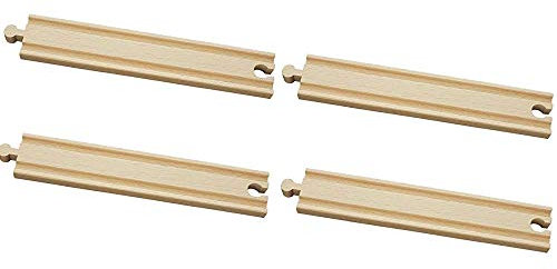 Fun World Toys Eisenbahnzubehör Holzeisenbahn Sortiment - Schienen Set für die BRIO Bigjigs Thomas Eisenbahn (17cm Gerade Gleise)