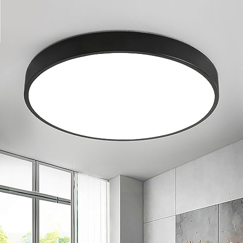 Natsen 48W LED Deckenleuchte Deckenlampe, Warmweiß 3000K 3840LM, Ø500x40mm, ultraslim moderne Leuchte für Wohnzimmer Schlafzimmer Kinderzimmer Küche Büro Flur Diele (Schwarz)