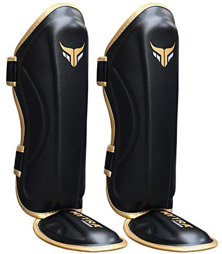 Mytra Kids Shin Guards Shin Pads Shin Protector for Boxing MMA Muay Thai Martial Arts Kickboxing Workout Training Protection (Black, XS)