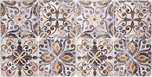 Baroni Home Tapis de Cuisine en PVC Carreaux Motif Faïence, Tapis Cuisine Antidérapant et Lavable,Maioliques Coloré, 60x120 cm