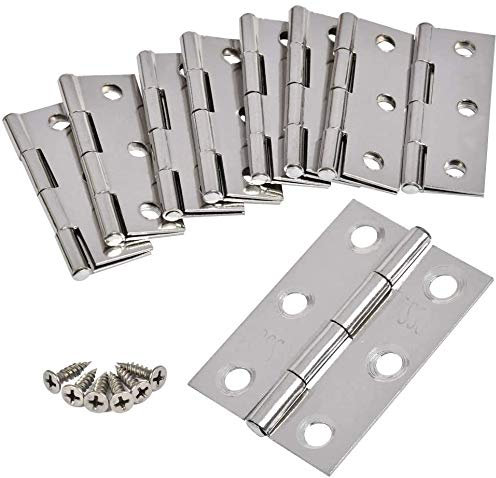 FOROREH 20 pcs bisagras de Acero Inoxidable, Conectores de bisagras 44x32 mm, Acero Inoxidable bisagra silenciosa con 6 Agujeros, Bisagras de Puerta con rodamiento + 120 Tornillos, Bisagras Plegable