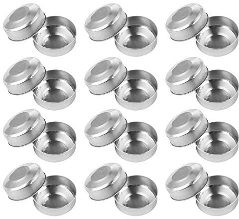 EXCEART 100pcs Aluminum Candle Cases Heat Resistant Tea Light Tins for Candle Making Empty Containers with Base for Fixing Wicks for DIY Crafting