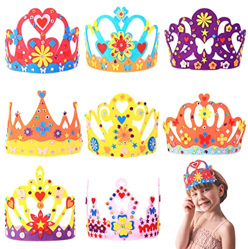 8-teiliges Tiara-Bastelset für Kinder, zum Selbermachen, Geburtstagskrone, mit Strasssteinen für Mädchen, Prinzessin, Geschenk, Geburtstagsfeier, Feier, Spielprojekt