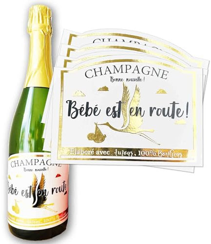 4 Etiquettes champagne annonce grossesse