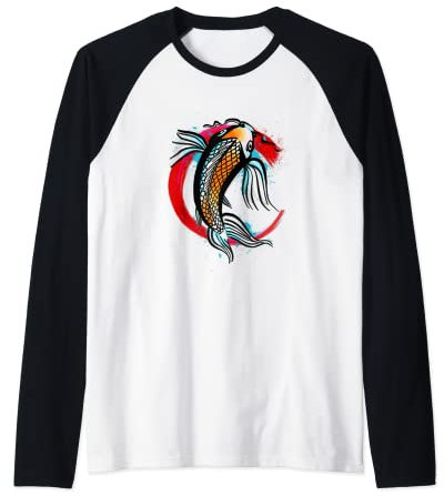 Japanischer Koi Fisch The Enso Ring Zen Circle Herren Damen Raglan